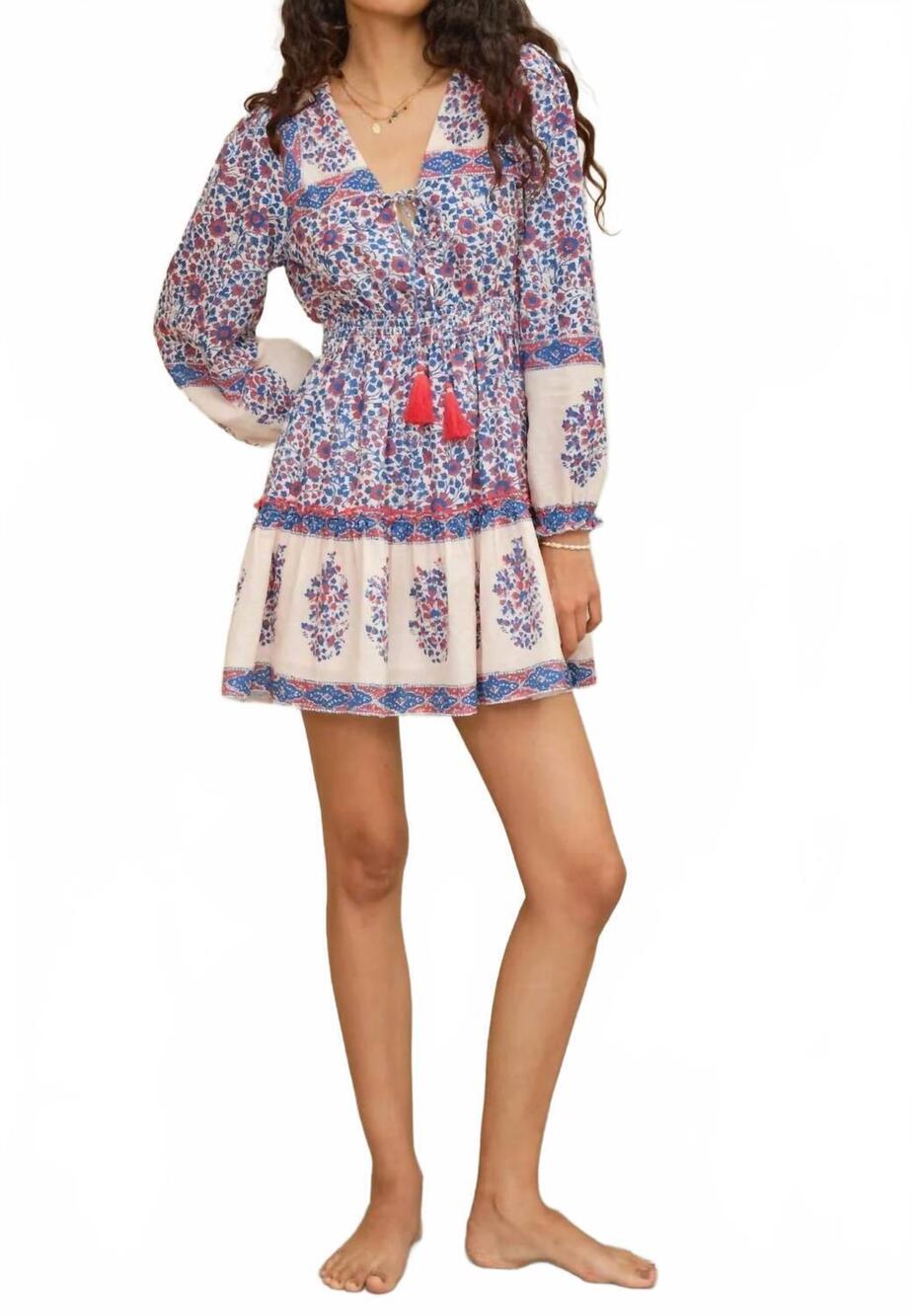 NEW M.A.B.E. cotton floral mini dress in blue pink